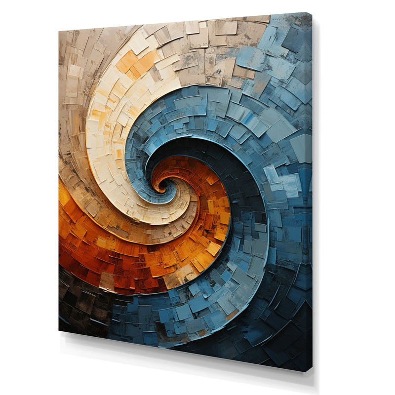 Collage en spirale - spirales abstraites, impressions sur toile, H 32 po x l 16 po x P 1 po, Toile tendue