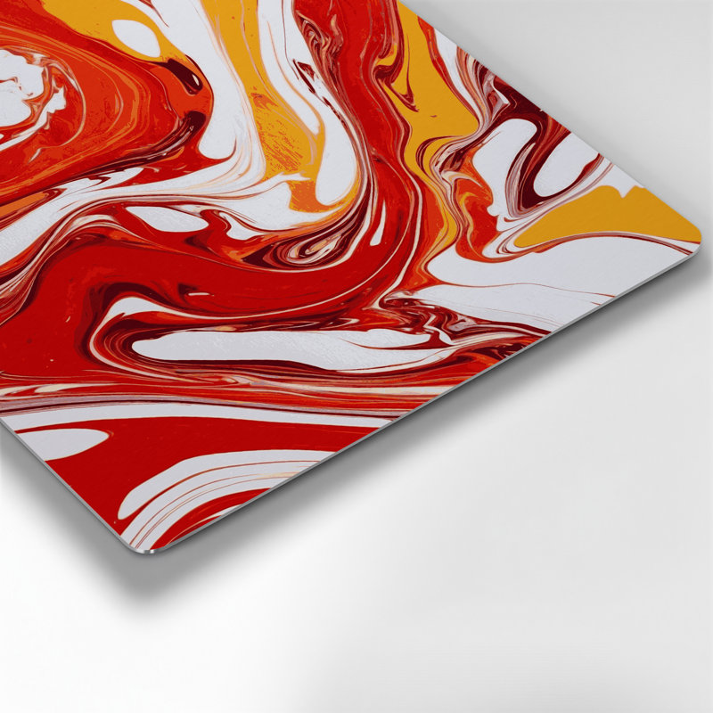 Abstract Fluid Art 73 Red Metal Wall Art, 12" H x 12" W