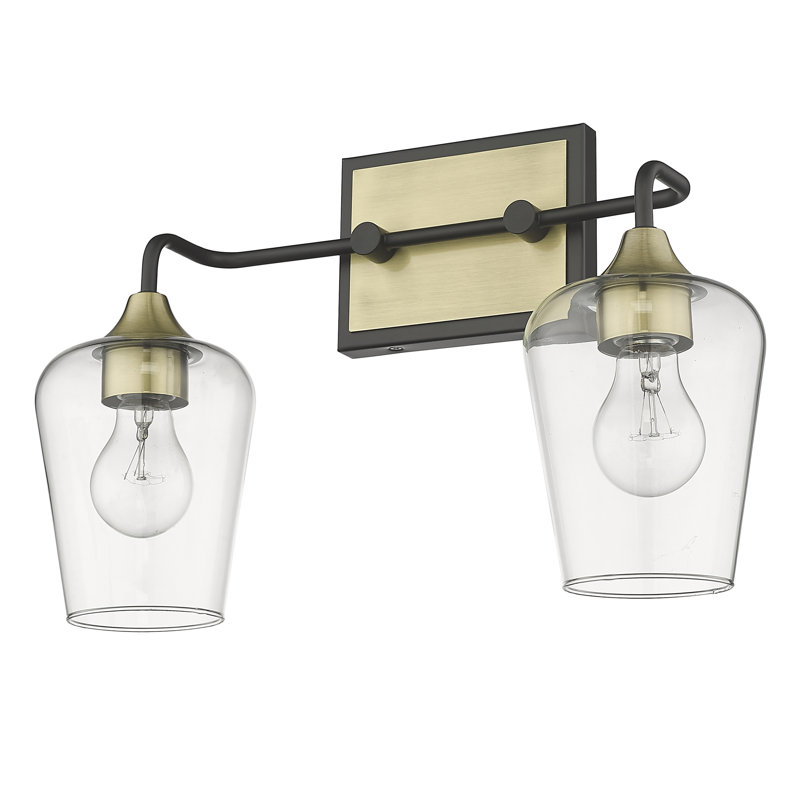 2 - Light Dimmable Vanity Light, Antique Brass/Black