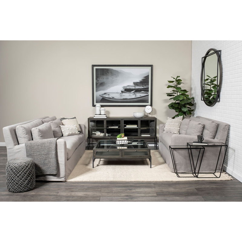 Warner 70'' Solid Wood Sideboard, Black/Dark Brown
