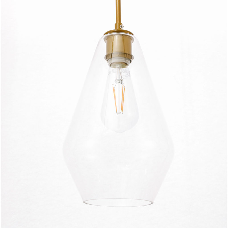 Luminaire suspendu 1 lumière Stutz, Laiton, Transparent, Allongée