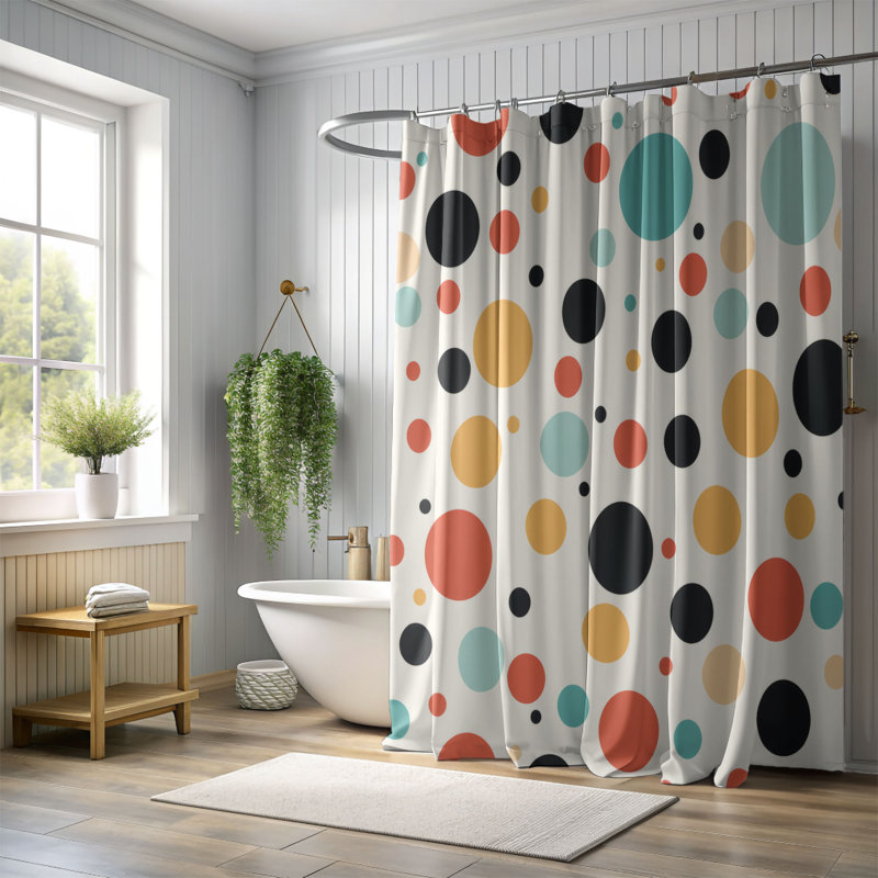 Pois - Rideau de douche Premium, H 74 po x l 71 po