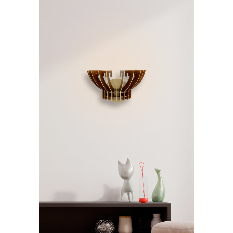 Élégante applique murale en noyer de 11,8 po x 12,6 po x 8,7 po Corps en panneau de fibres à densité moyenne durable, douille E27 (40 W maximum) | Parfait pour la décoration intérieure et l'éclairage ambiant, l'éclairage élégant et fonctionnel