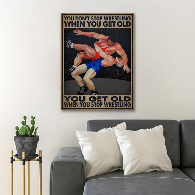Two People Wrestling - You Don’T Stop Wrestling - 1 Piece Rectangle Graphic Art Print On Wrapped Canvas