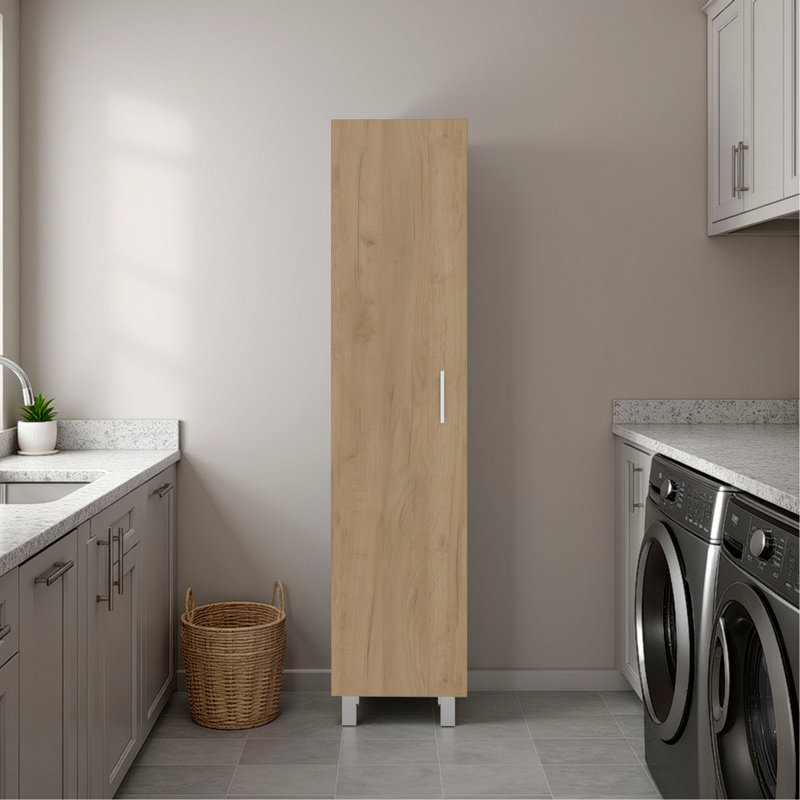 Vintro Freestanding Storage Cabinet with Internal Storage Shelves, Tall Single Door, 4 Interior Shelves, Metal Handle and Legs