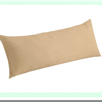 Premium Cotton Zippered Body Pillowcase - 800 Thread Count Taupe Cover for 20 x 72 Inch Body Pillow - Soft and Durable Pillow Protector