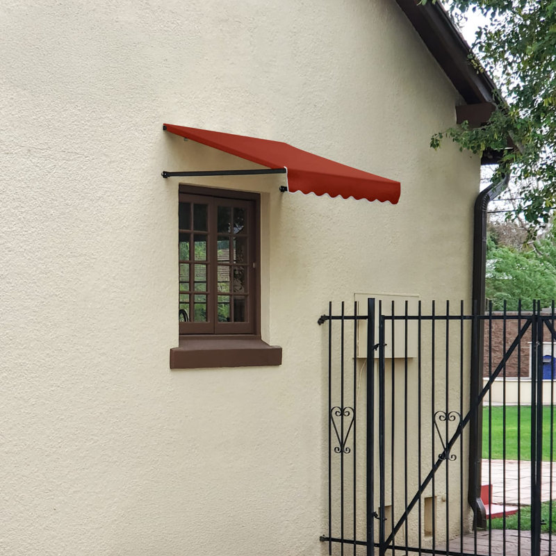 Auvent fixe en tissu acrylique rétro Awntech Dallas, H 16 po x l 64,5 po x P 30 po, Terre cuite