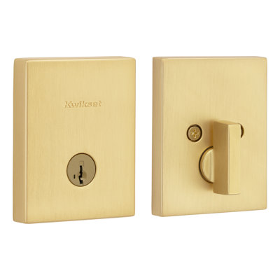 San Clemente Rectangle Deadbolt - Keyed One Side - featuring SmartKey in Satin Brass