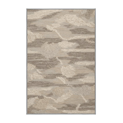 Washable Beach Neutrals Hawaiian Area Rug