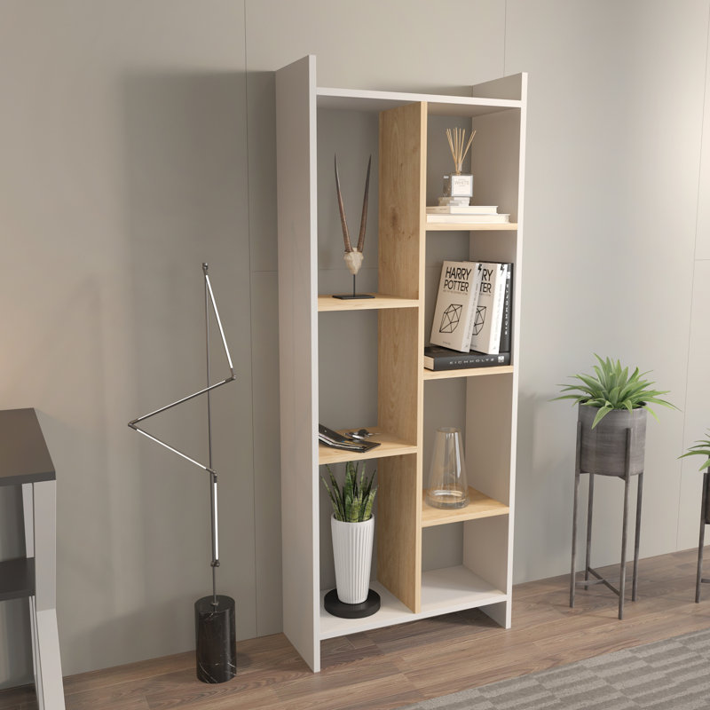 Leniah Bookcase, White/Sapphire Oak, Sapphire Oak