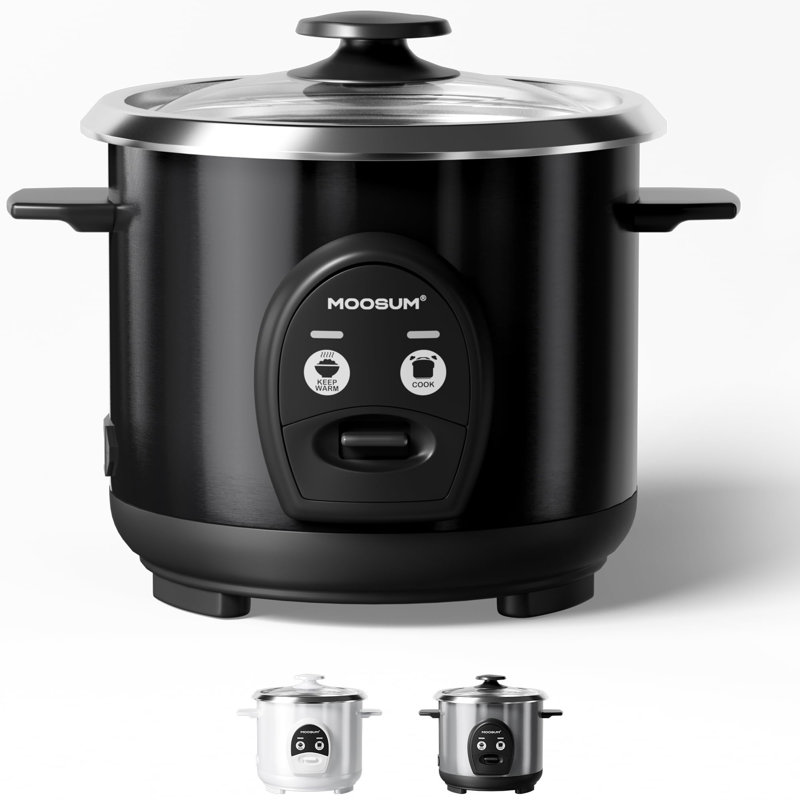 Petit cuiseur à riz non cuit 3 tasses, petit pot intérieur en acier inoxydable non toxique, multifonction à une touche pour riz / sauté / yogourt, va au lave-vaisselle, taille 1 à 3 personnes, noir