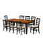 Ensemble de table de salle à manger 9 pièces comprenant une table de salle à manger rectangulaire avec feuille papillon et 8 chaises rembourrées en tissu de lin, noir et cerise-130078373-130078374-130078378