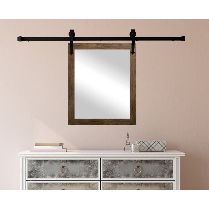 Neace Flat Mirror, Brown Barnwood, 36" H x 30" W