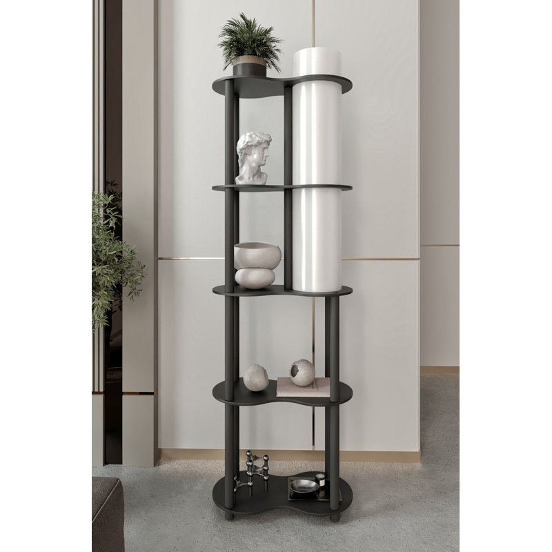 Élégante lampe sur pied, papier d'artisanat noir et corps en panneau de fibres à densité moyenne, hauteur 55,1 pouces | Capuchon en PVC de 17 cm (6,7 pouces) | Douille E27 de 40 W maximum (ampoule non incluse) | Conception moderne pour le salon, la ch