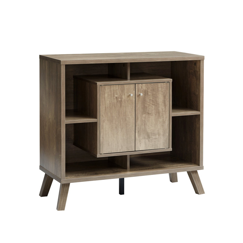 Buffet, armoire de rangement avec deux portes et quatre tablettes ouvertes, H 33,28 po x l 36,03 po x P 15,28 po