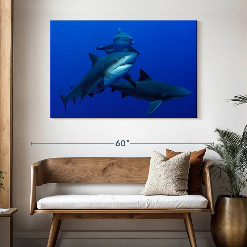 Triple Sharks, 32" H x 48" W