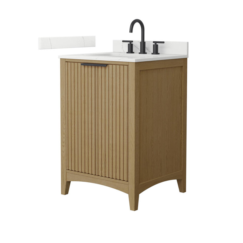 Palmilla 48" Freestanding Single Bathroom Vanity with Cultured Marble Top, Beige / Brushed Gold, 24", Giotto Quartz