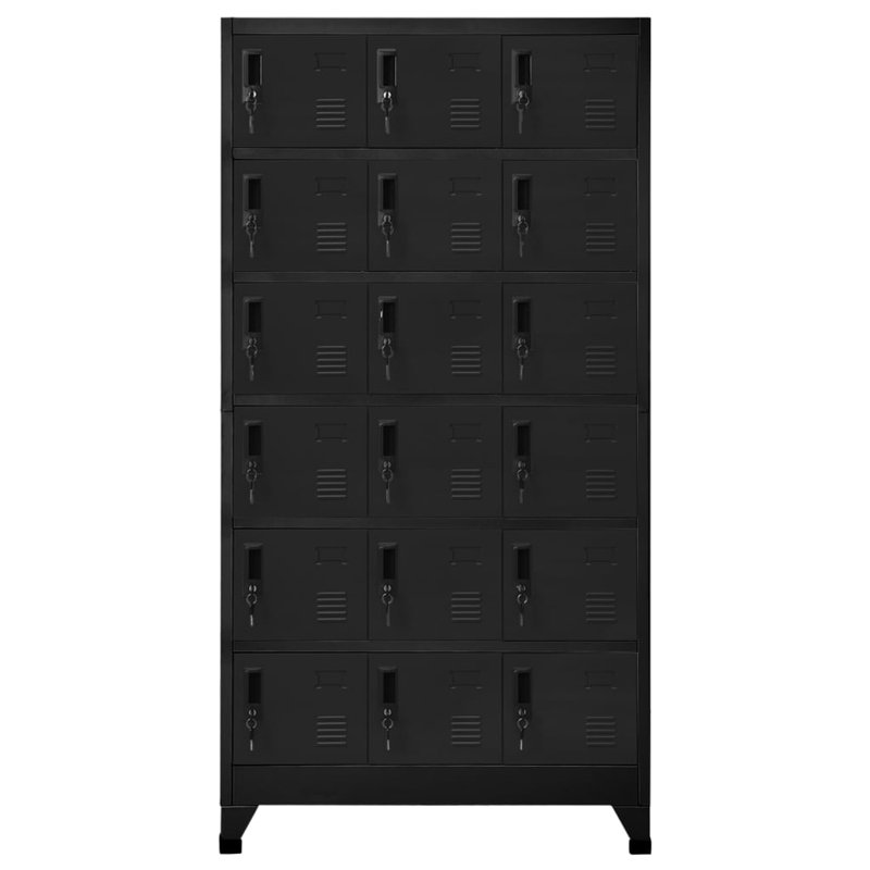 Metal 90cm Employee Locker with Key, Black