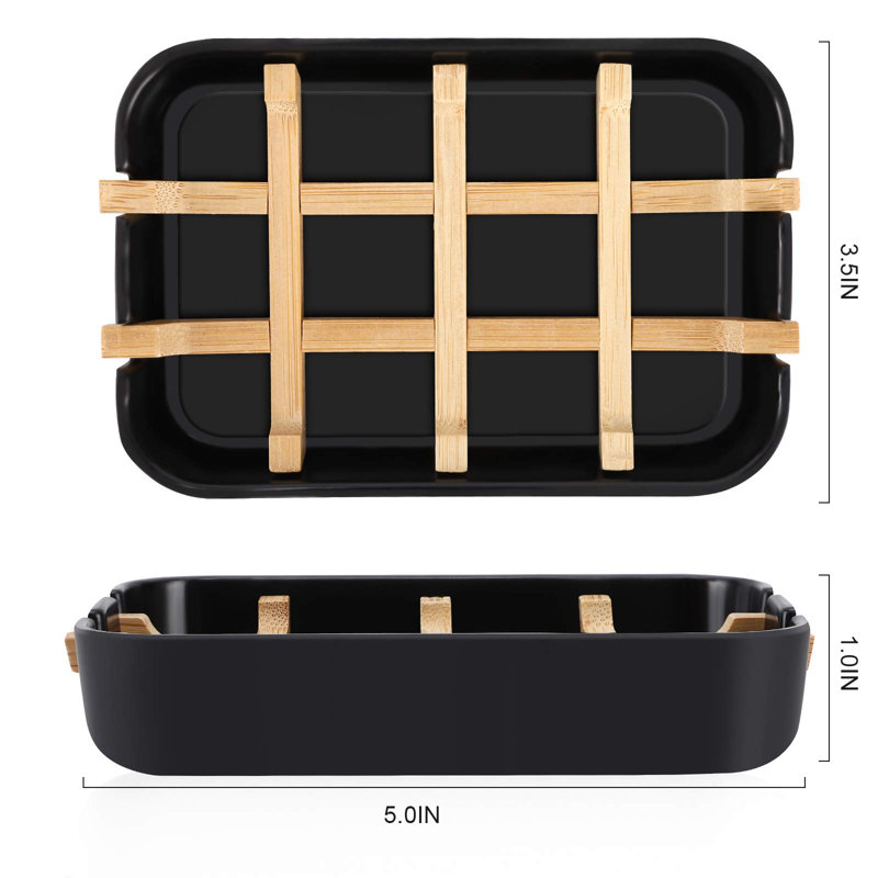Porte-savon en bois de bambou, 1 pièce (une pièce noire)