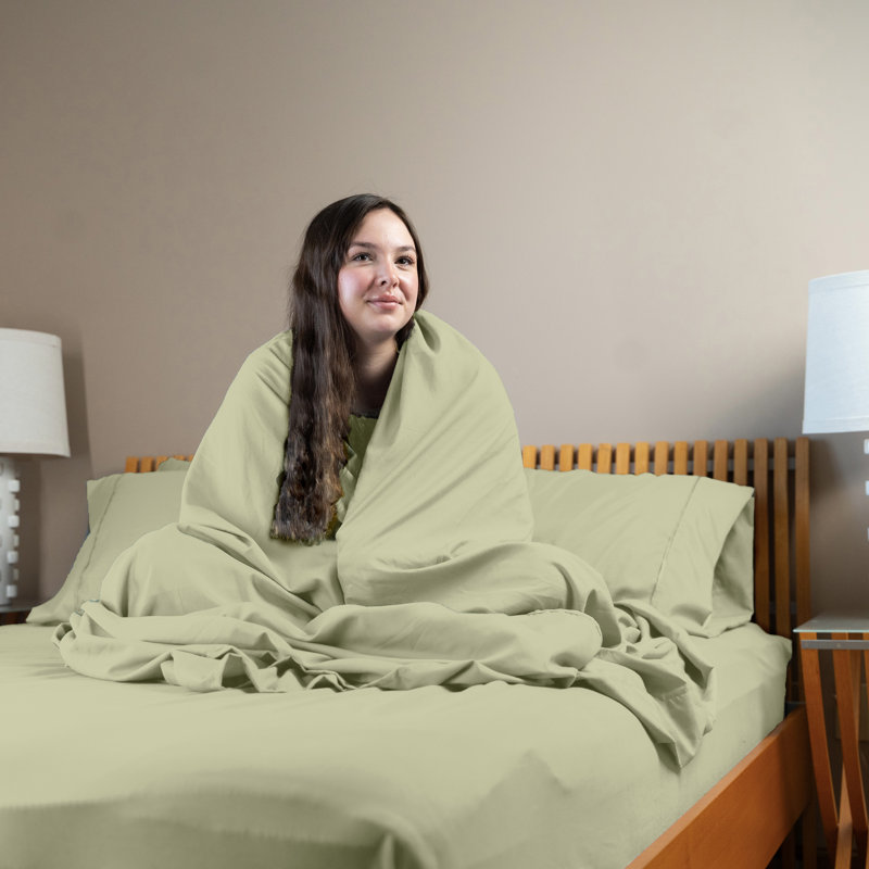 Ultra Soft Bamboo Sheet Set - 4 Pc Set - Wrinkle Resistant - Cooling Sheets with Deep Pockets, Light Olive