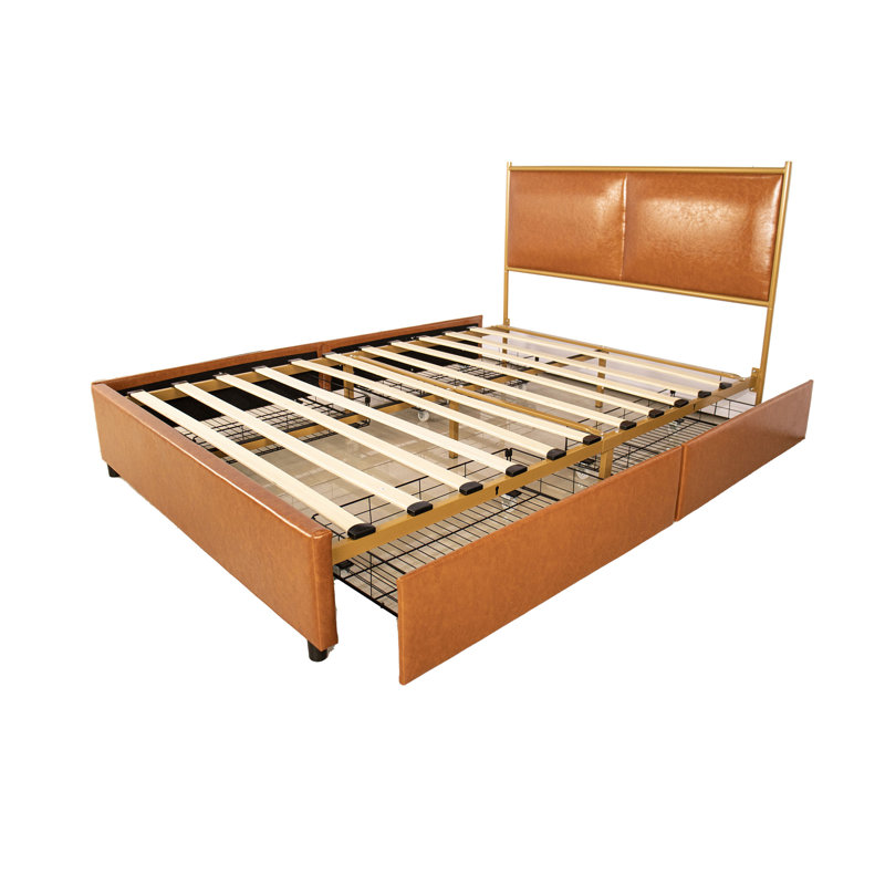 Lit plateforme avec rangement Hiers, Grand, Café
