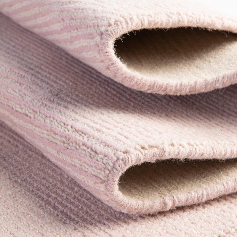 Tapis uni / rayé de couleur anglaise rose / ivoire Fladena, Tapis de couloir 2 pi x 9 pi 10 po