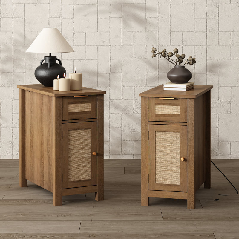 Ciauna End Table (Set of 2) with Storage and Charging Station