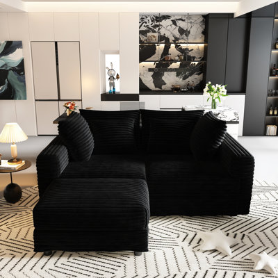 102,4 po 4, velours côtelé, canapé en nuage, appartement, canapé en matériaux de haute qualité, bureau, structure en bois massif