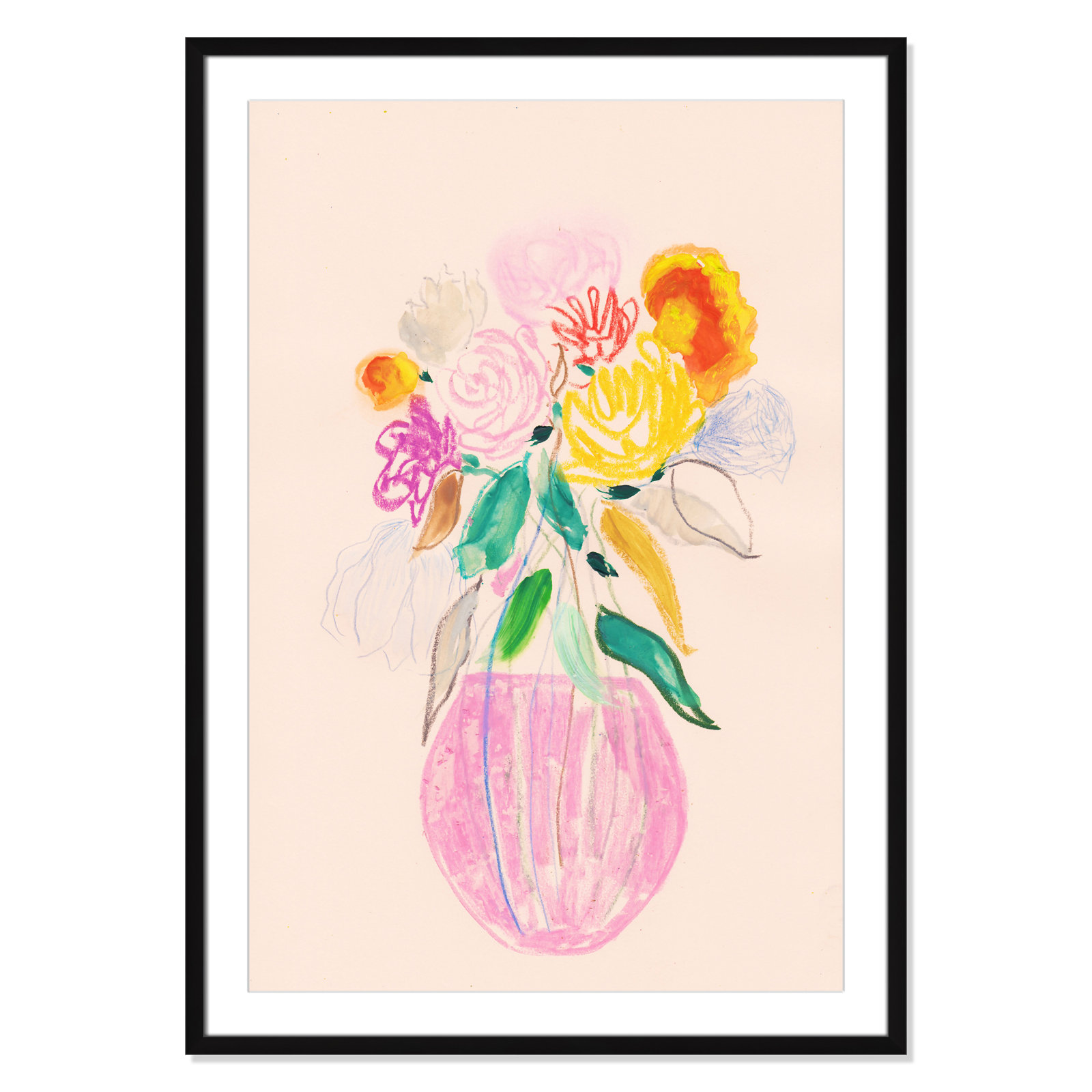 Simple Floral I Print by Bea Dina, Black Single Picture Framed Paper, White, 41.5" H x 29.5" W x 1.25" D