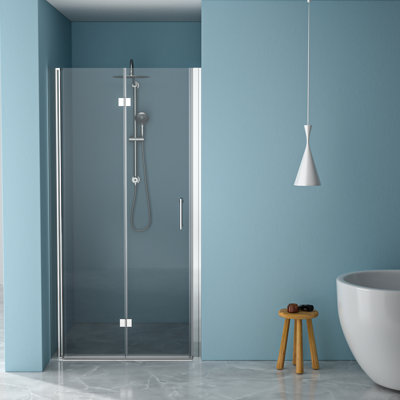 Porte de douche Bi l 36 po x H 72 po, verre trempé, résistant à l'usure, peu encombrant,