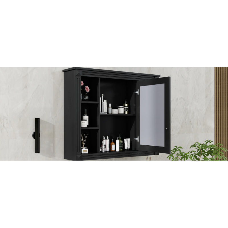 Armoire de salle de bain moderne avec miroir - 35 po x 28 po, spacieuse, conception élégante incluse, rangement spacieux