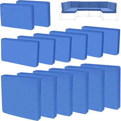 14-Piece Replacement Cushion Covers Zipper for 6-Seater Patio Sofa, Washable Outdoor Furniture Slipcovers