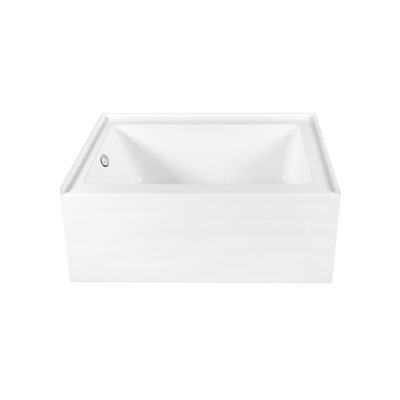 Kingston Brass Aqua Eden 60-Inch Acrylic Rectangular 3-Wall Alcove Tub, Hand Drain