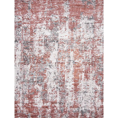 Area Rug in Red/White/Gray