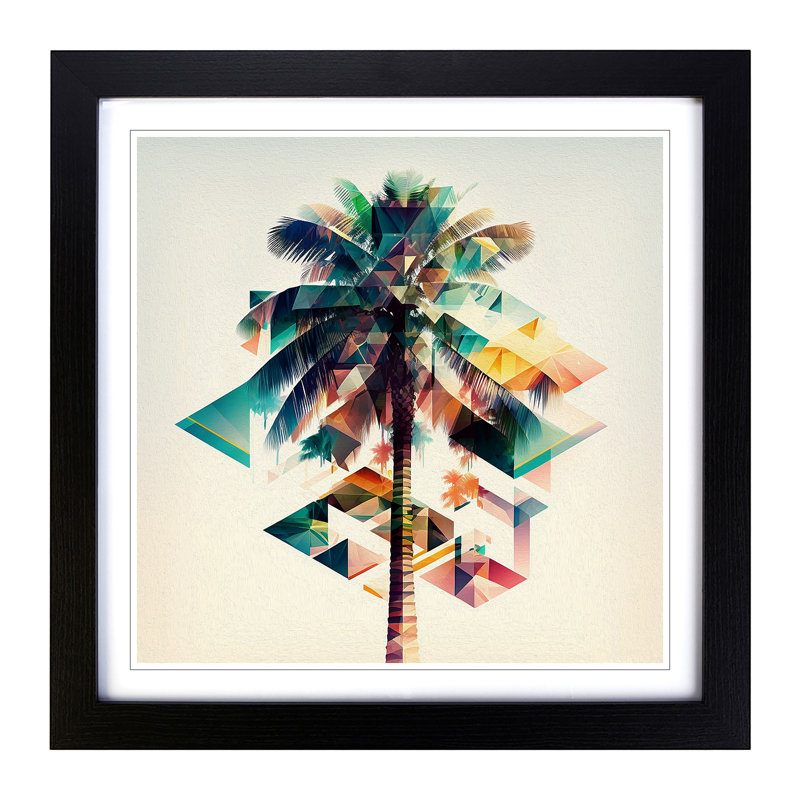 Palm Tree Geometric - Framed Print, Black