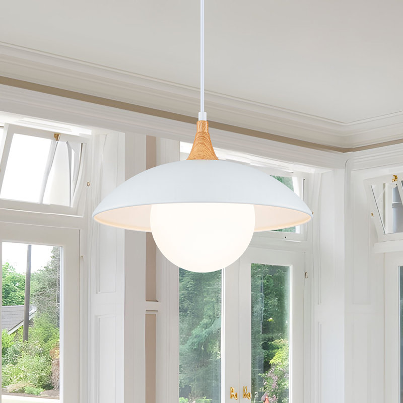 Luminaire suspendu scandinave à 1 lumière avec accents en bois