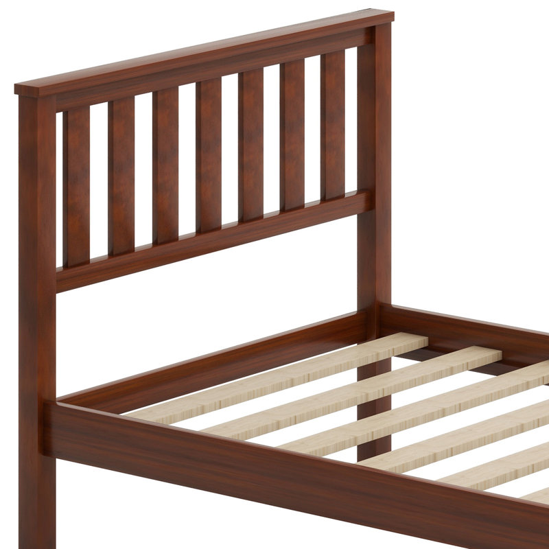Lit plateforme en bois avec tête de lit, Noyer