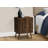 Modern Dark Walnut Laminate End Table with Storage, Adjustable Shelf, and Durable Wood Legs for Small Spaces.