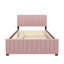 Lit plateforme double en velours avec lit gigogne-1309726181