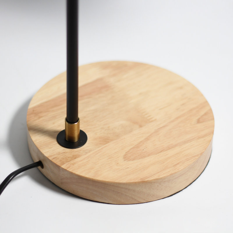 Lampe de bureau en bois massif Zarriah, Noir