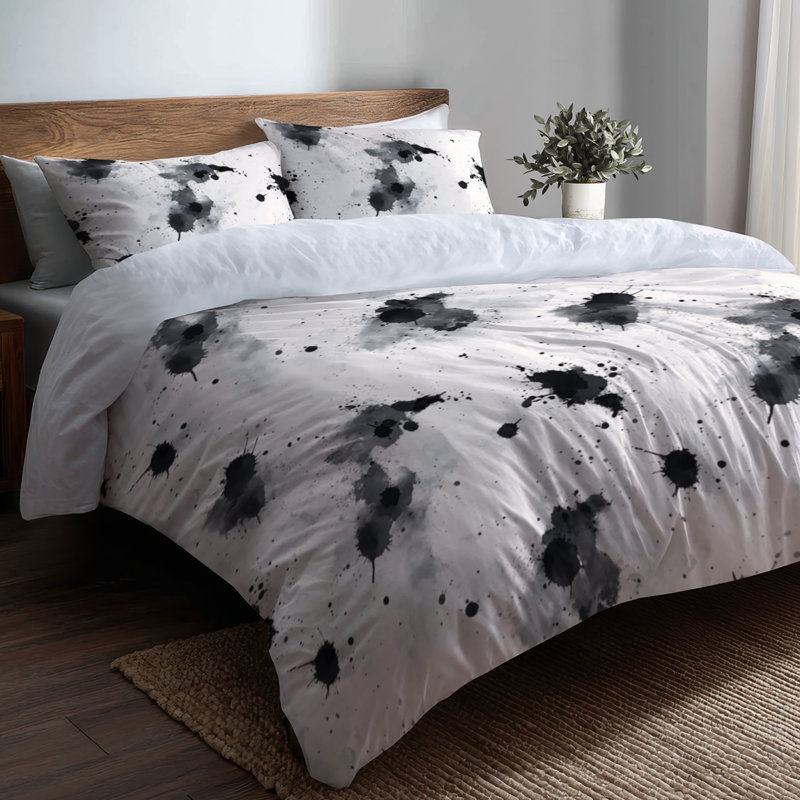 Ensemble de literie à motif abstrait 3 pièces, Housse de couette simple et deux taies décorative