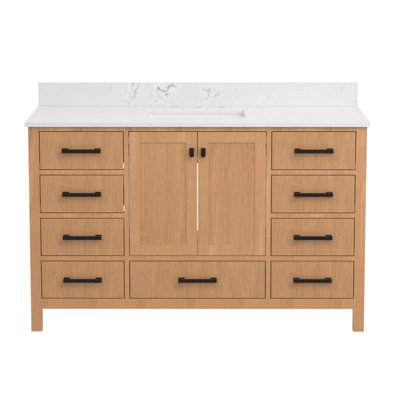 Meuble-lavabo autoportant avec cadre en bois massif 54 po et comptoir de salle de bain 54 po