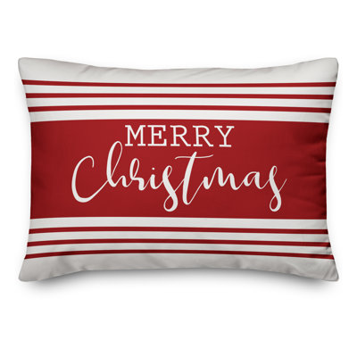  Merry Christmas Stripe Lumbar Pillow