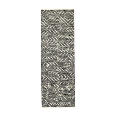 Tapis luxueux en laine fait à la main gris anthracite Kilim