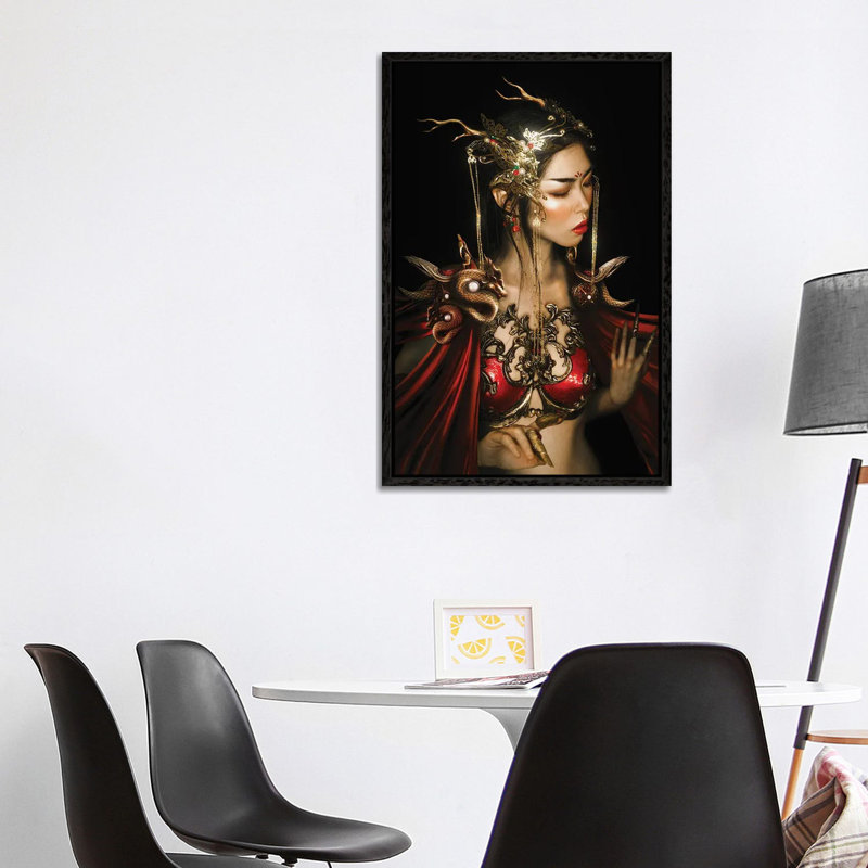 Red Dragon by Lillian Liu - Print on Canvas, 101.6cm H x 66.04cm W x 3.81cm D, Black Floater Framed