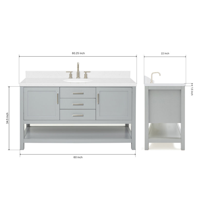 Bayhill 60.25'' W Single Vanity, Gray