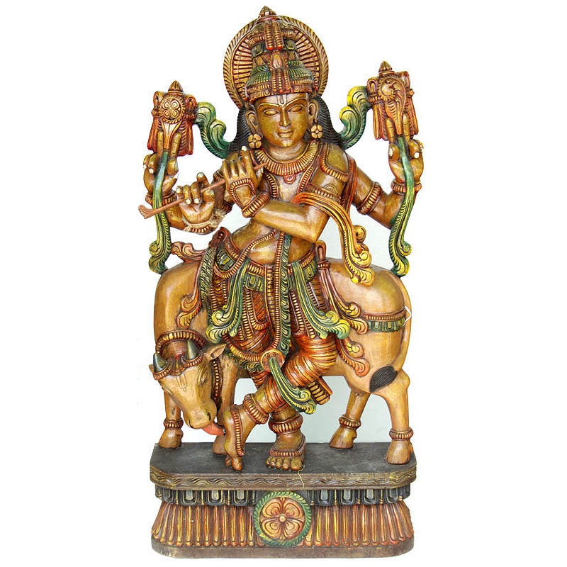Flûte Krishna avec sa vache