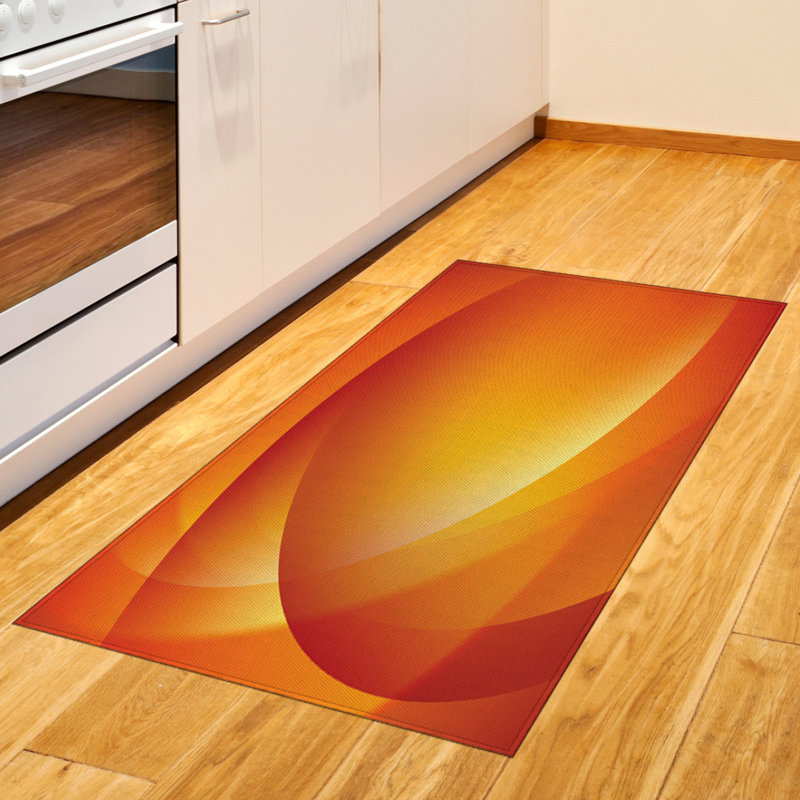 Orange High Density Long Fiber Poly Threads Decorative Area Rug Carpet, Rectangle 2'7" x 5'