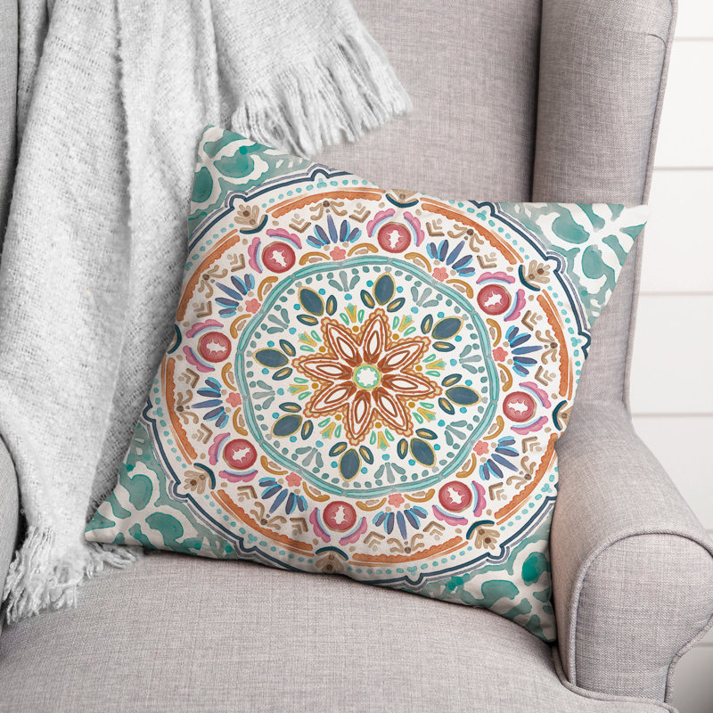 Housse et insert de coussin extérieur d'extérieur, Bleu, Floral 6