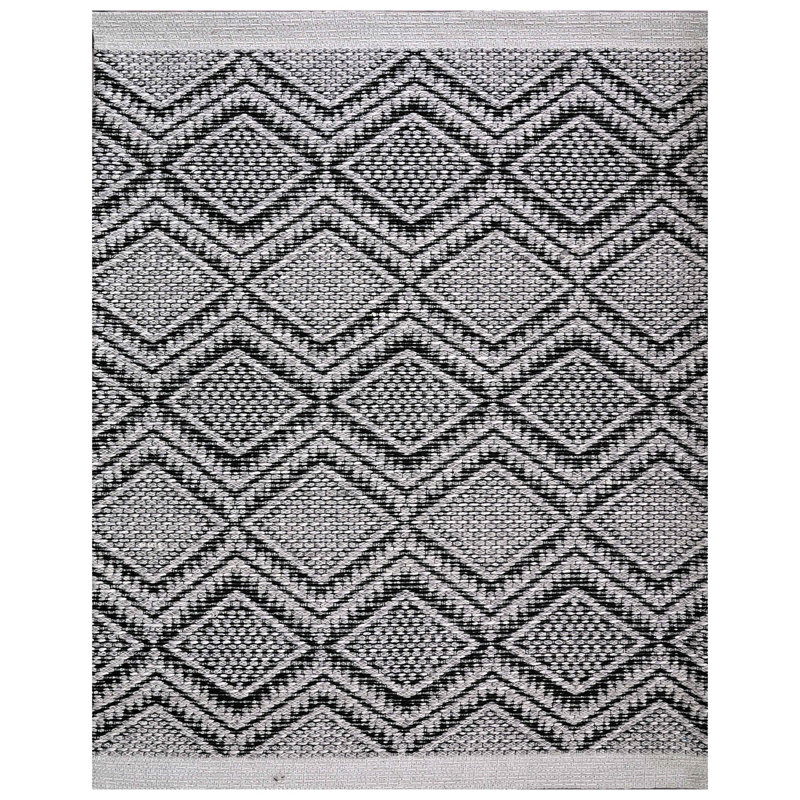 Tapis noir / gris tissé à la main de haute qualité, Rectangle 9 pi x 12 pi